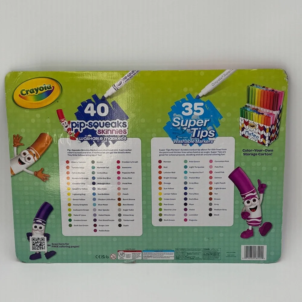 Crayola Super Color‎ Set 75 Piece Art Kit Washable Marker Set Kids Crafts NEW